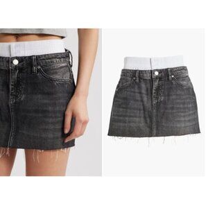 PTCL Women’s Double Waist Denim Miniskirt, Black, Sz. S